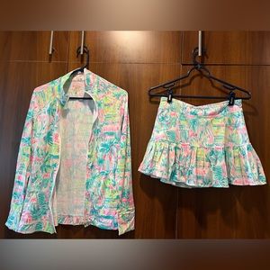 VGUC Lilly Pulitzer Tennis Match print - Weekender Jacket & Skort - Size Small!